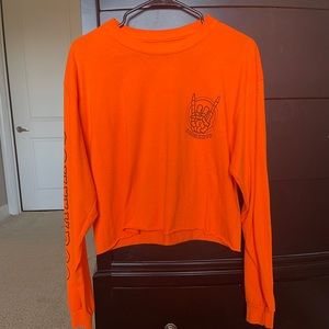 Neon orange long sleeve crop top
